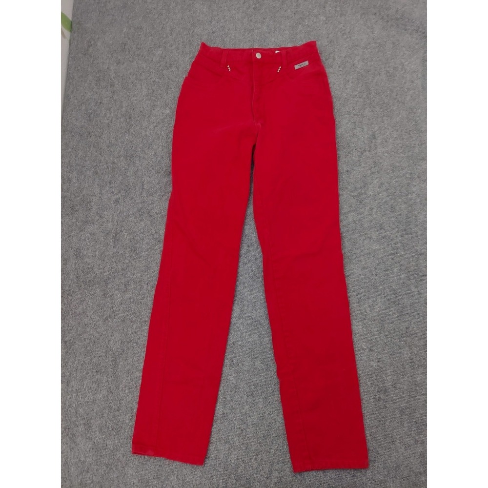 ROPER Western Jeans Womens 7/8 Red Vtg‎ Bareback Cowboy Rodeo Festival Studs